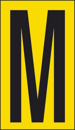 cartello n° 10 M (fondo giallo lettera nera)