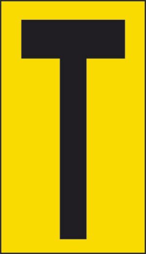 cartello n° 10 T (fondo giallo lettera nera)