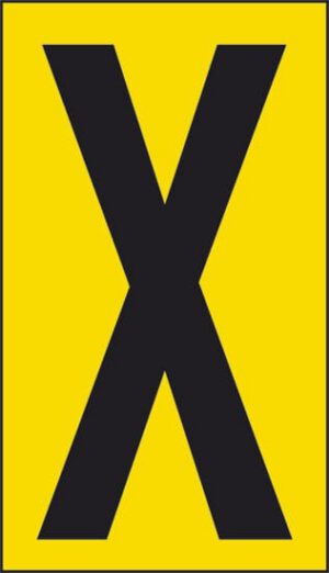 cartello n° 10 X (fondo giallo lettera nera)