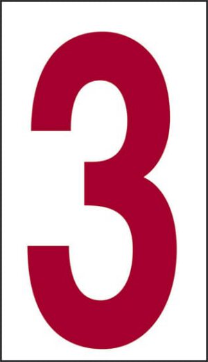 cartello n° 30 3 (fondo bianco numero rosso)