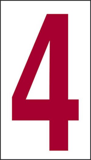 cartello n° 30 4 (fondo bianco numero rosso)