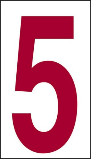 cartello n° 30 5 (fondo bianco numero rosso)