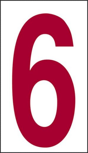 cartello n° 30 6 (fondo bianco numero rosso)