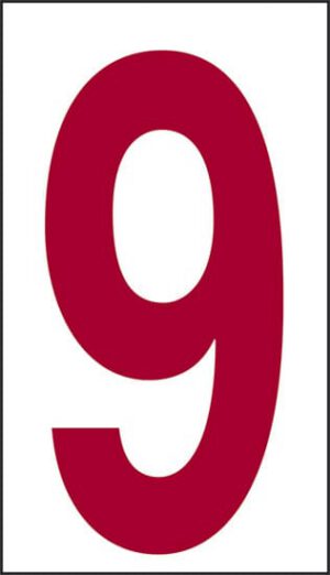 cartello n° 30 9 (fondo bianco numero rosso)