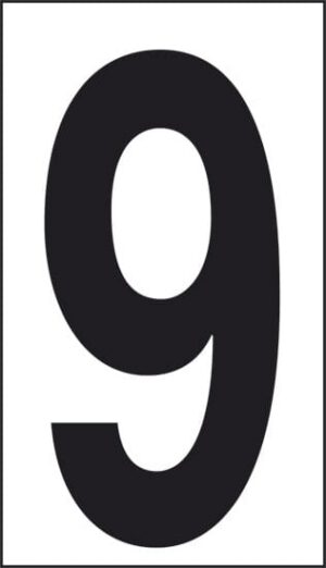 cartello n° 30 9 (fondo bianco numero nero)