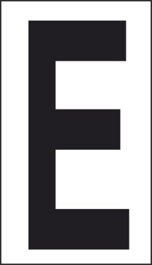 cartello E (fondo bianco lettera nera)