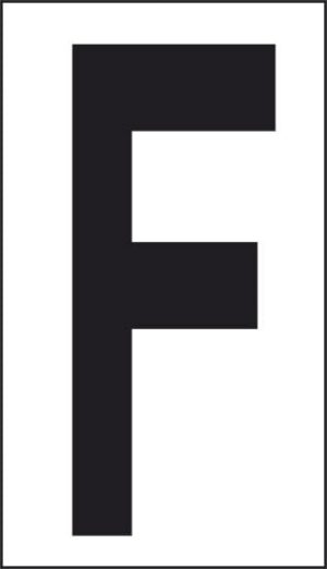 cartello F (fondo bianco lettera nera)