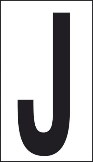 cartello J (fondo bianco lettera nera)