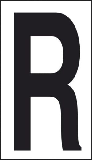 cartello R (fondo bianco lettera nera)