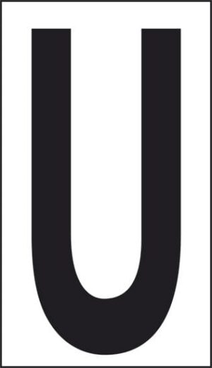 cartello U (fondo bianco lettera nera)