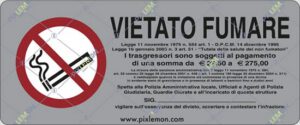 cartello VIETATO FUMARE Legge 11 novembre 1975, n. 584