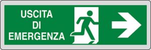 cartello USCITA DI EMERGENZA (a destra)