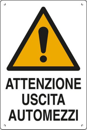 cartello polionda ATTENZIONE USCITA AUTOMEZZI