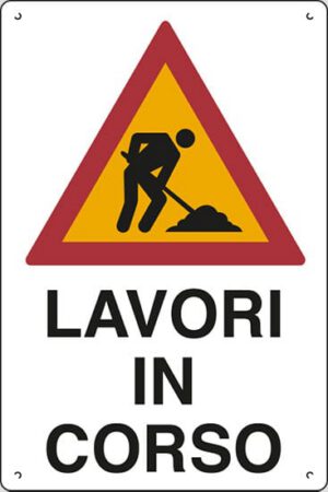cartello polionda LAVORI IN CORSO