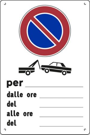 cartello per dalle ore del alle ore del