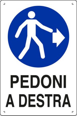 cartello polionda PEDONI A DESTRA