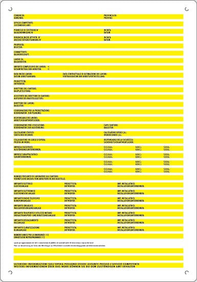 cartello per concessioni edili bilingue (2 colori)