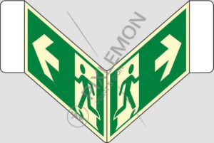 cartello bifacciale a "V" (uscita di emergenza - emergency exit)