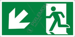 cartello (uscita di emergenza in basso a sinistra - emergency exit down and left)