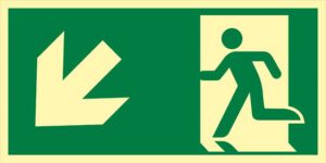 cartello (uscita di emergenza in basso a sinistra - emergency exit down and left)