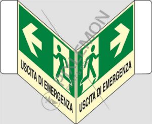 cartello bifacciale a "V" USCITA DI EMERGENZA