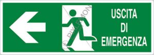 cartello USCITA DI EMERGENZA (a sinistra)