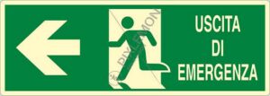 cartello USCITA DI EMERGENZA (a sinistra)