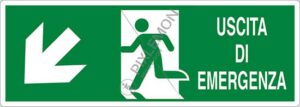 cartello USCITA DI EMERGENZA (scala in basso a sinistra)