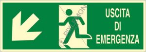cartello USCITA DI EMERGENZA (scala in basso a sinistra)