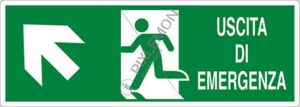cartello USCITA DI EMERGENZA (scala in alto a sinistra)