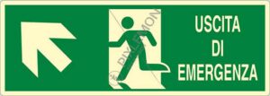 cartello USCITA DI EMERGENZA (scala in alto a sinistra)