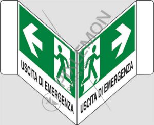 cartello bifacciale a "V" USCITA DI EMERGENZA