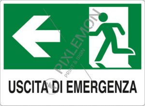 cartello USCITA DI EMERGENZA (a sinistra)