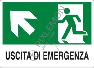 cartello USCITA DI EMERGENZA (scala in alto a sinistra)