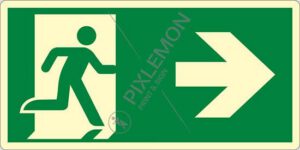 cartello (uscita di emergenza a destra - emergency exit right hand)