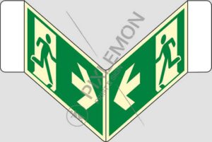 cartello bifacciale a "V" (uscita di emergenza - emergency exit)