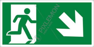 cartello (uscita di emergenza in basso a destra - emergency exit down and right)