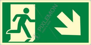 cartello (uscita di emergenza in basso a destra - emergency exit down and right)