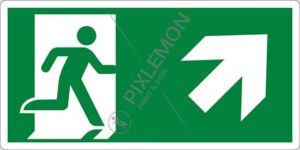 cartello (uscita di emergenza in alto a destra - emergency exit up and right)
