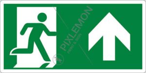 cartello (uscita di emergenza in alto - emergency exit up hand)