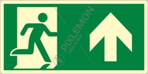 cartello (uscita di emergenza in alto - emergency exit up hand)