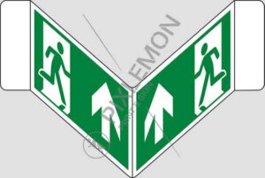 cartello bifacciale a "V" (uscita di emergenza in alto)