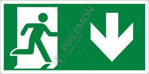 cartello (uscita di emergenza in basso - emergency exit down hand)