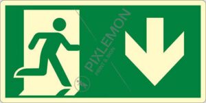 cartello (uscita di emergenza in basso - emergency exit down hand)