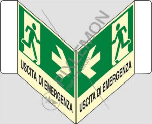 cartello bifacciale a "V" USCITA DI EMERGENZA
