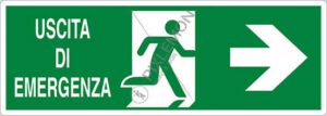 cartello USCITA DI EMERGENZA (a destra)