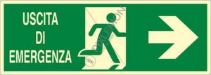cartello USCITA DI EMERGENZA (a destra)