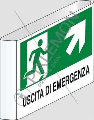 cartello bifacciale a bandiera USCITA DI EMERGENZA (scala)