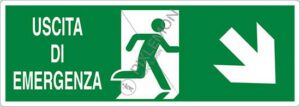 cartello USCITA DI EMERGENZA (scala in basso a destra)