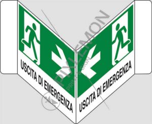 cartello bifacciale a "V" USCITA DI EMERGENZA